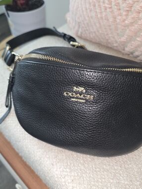Coach Black Pebbled Leather Bum Bag with Gold Hardware